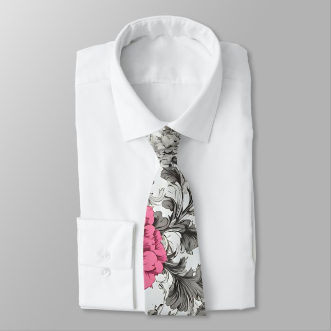 Vibrant Roses neck tie (Tied)