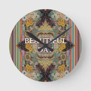 Vibrant Round Throw Art Pillow Clock