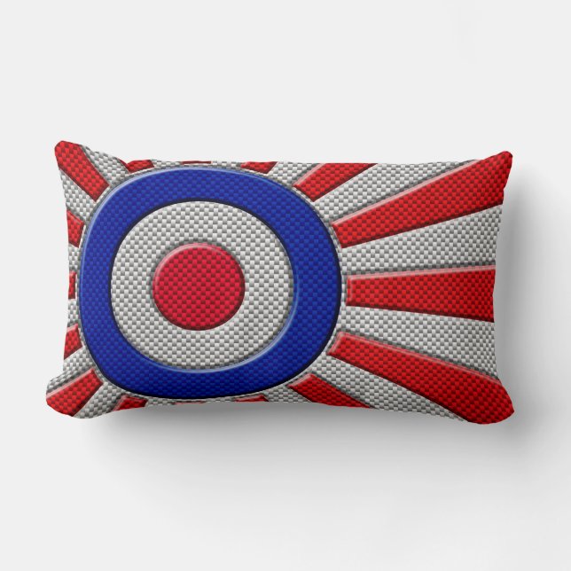 Vibrant Roundel Sunburst Design Carbon Fibre Style Lumbar Cushion (Front)