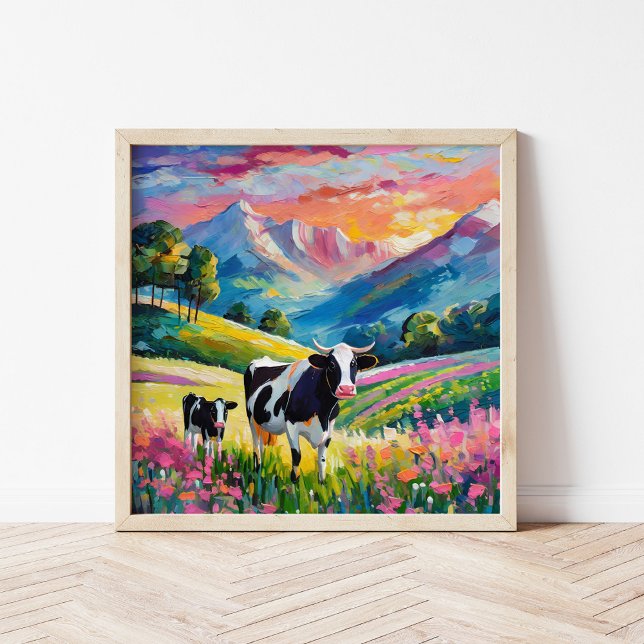 Vibrant Rural Landscape with Cows Poster (Creator Uploaded)