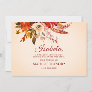 Vibrant Rustic Boho Autumn Floral Maid Of Honor Invitation