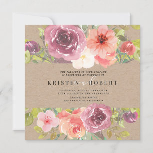 Vibrant Rustic Summer Floral Wedding Invitation
