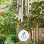 Vibrant Rustic Wildflowers Monogram Wedding Gift Wind Chime<br><div class="desc">A boho wedding gift featuring a colourful watercolor wildflower bouquet with blue,  yellow,  purple and pink flowers,  and couple's initials and wedding date.</div>