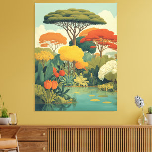 Vibrant Safari Jungle Scene Canvas Print