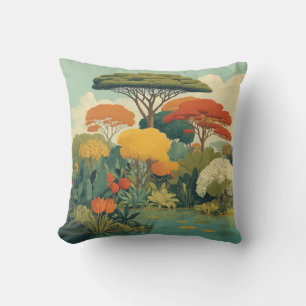 Vibrant Safari Jungle Scene Cushion