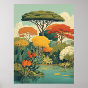 Vibrant Safari Jungle Scene Poster