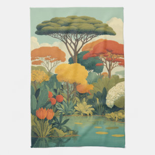 Vibrant Safari Jungle Scene Tea Towel
