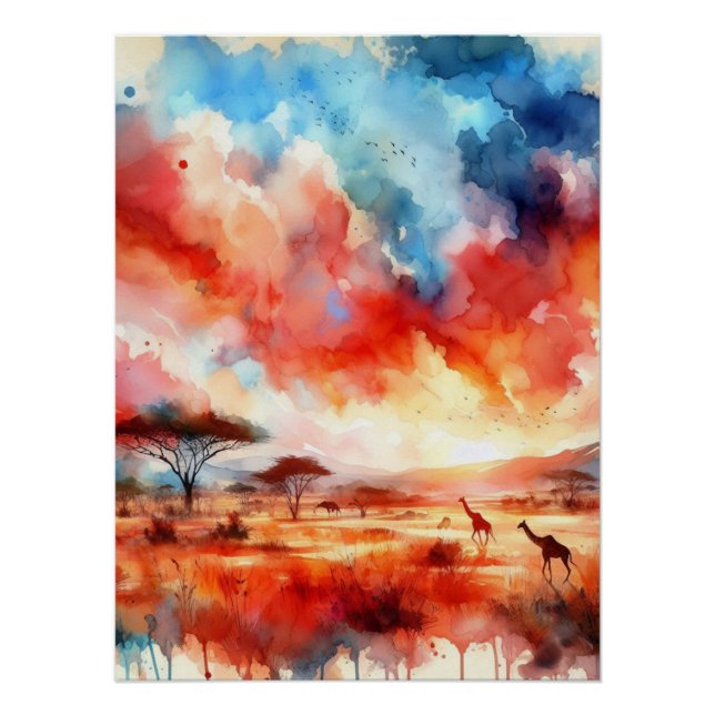Vibrant Safari Sunset Poster (Front)