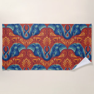 Vibrant Safari Tapestry Pattern - The White Lotus Beach Towel