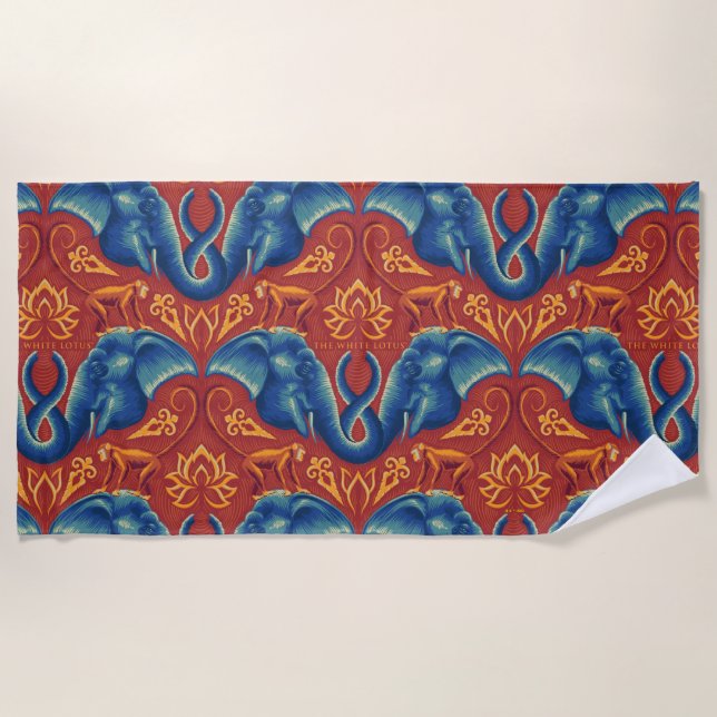 Vibrant Safari Tapestry Pattern - The White Lotus Beach Towel (Front)
