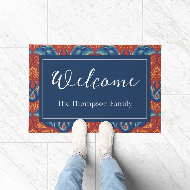 Vibrant Safari Tapestry Pattern - The White Lotus Doormat (Indoor)