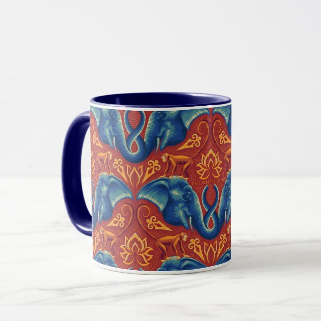 Vibrant Safari Tapestry Pattern - The White Lotus Mug (Front Left)