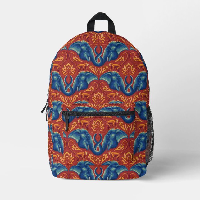 Vibrant Safari Tapestry Pattern - The White Lotus Printed Backpack (Front)