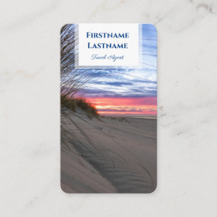 Vibrant sand dune beach sunset ocean travel agent business card