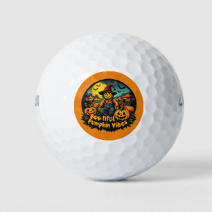 Vibrant Scarecrow and Pumpkin Halloween Decor Golf Balls