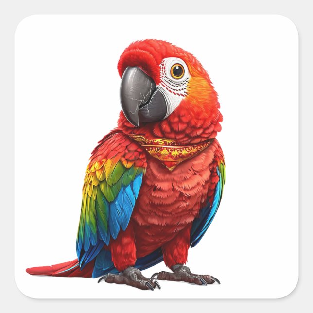 🌴 Vibrant Scarlet Macaw Sticker Exotic Bird (Front)
