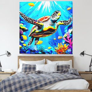 Vibrant Sea Turtle Dreamscape Canvas Print