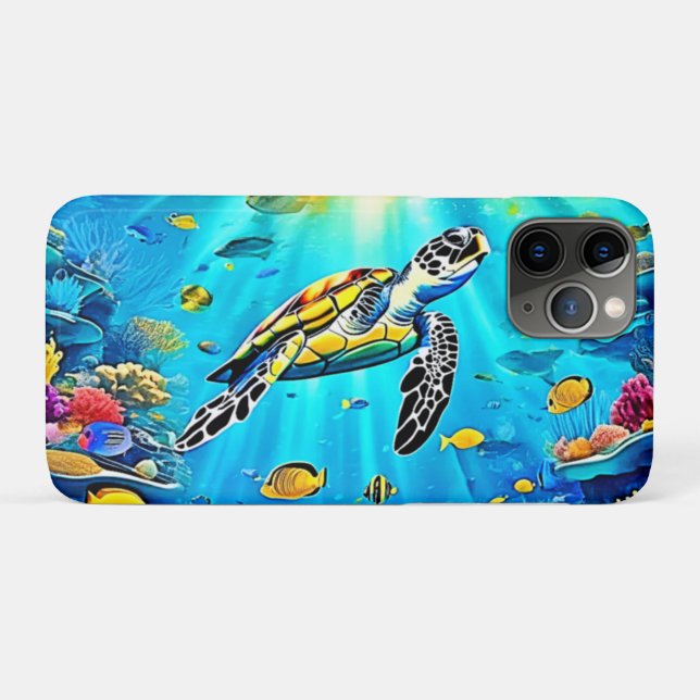 Vibrant Sea Turtle Reef Art Case-Mate iPhone Case (Back (Horizontal))