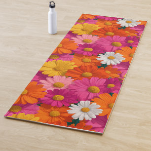Vibrant Seamless Daisy Floral Pattern Yoga Mat