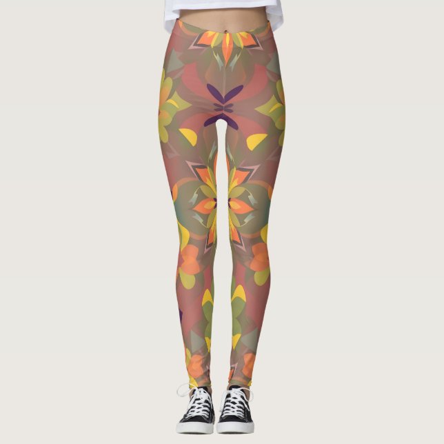 Vibrant Seamless Pattern Leggings - Soft Colour Di (Front)