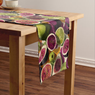 Vibrant Seamless Pattern of Sliced Figs and Limes Short Table Runner