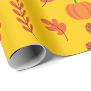 Vibrant Seamless Wrapping Paper: Autumn Pumpkins Paper