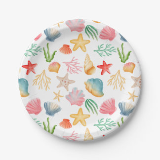 Vibrant Seashell Ocean Sea Marine Celebration Paper Plate