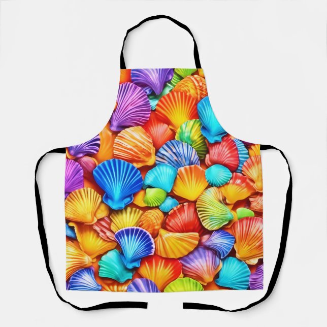 Vibrant Seashell Symphony Art Apron (Front)