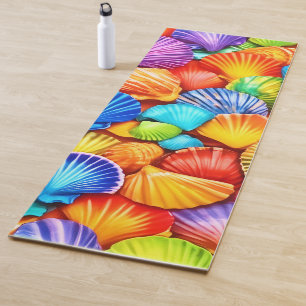 Vibrant Seashell Symphony Art Yoga Mat