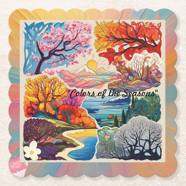 "Vibrant Seasonal Colours" Paper Coaster (Front)