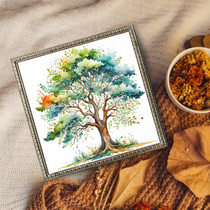 Vibrant Seasons Tree Watercolor Photo Print