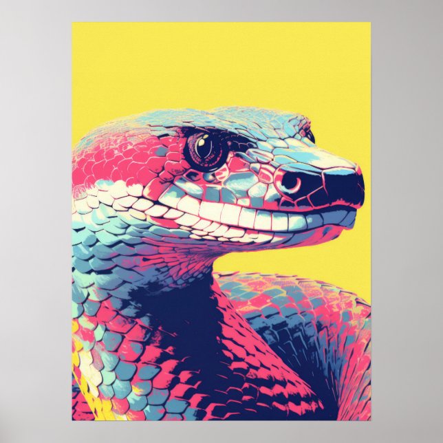 Vibrant Serpent: Pop Art Snake  Poster (Front)