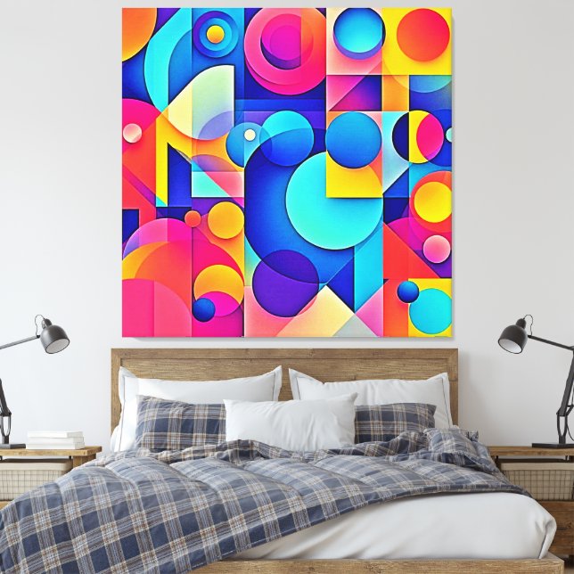 Vibrant Shape Play Canvas Print (Insitu(Bedroom))