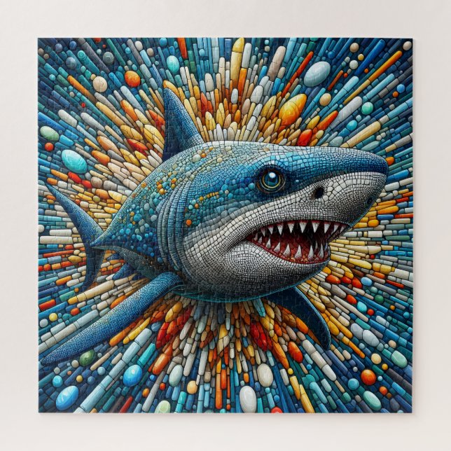 Vibrant Shark Ocean Colourful Sea Life Creatures Jigsaw Puzzle (Vertical)