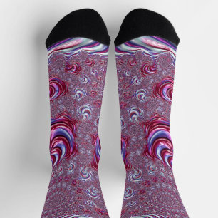 Vibrant Shiny Groovy Trippy Spiralling Fractal Art Socks