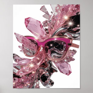 Vibrant Silver ABSTRACT ART Artistic Motif Poster