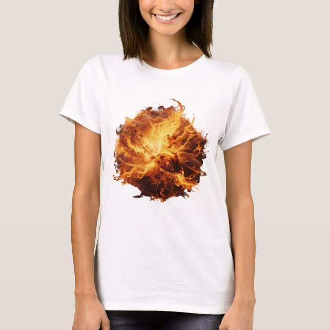 Vibrant Silver FIRE BALL Slogan Design T-Shirt (Front)