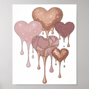 Vibrant Silver HEARTS AND STARS Design Poster