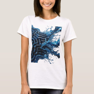 Vibrant Silver WATER FLOW 3D Text Art T-Shirt