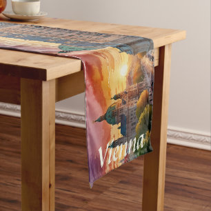 Vibrant Sketch of Vienna Monogram Medium Table Runner