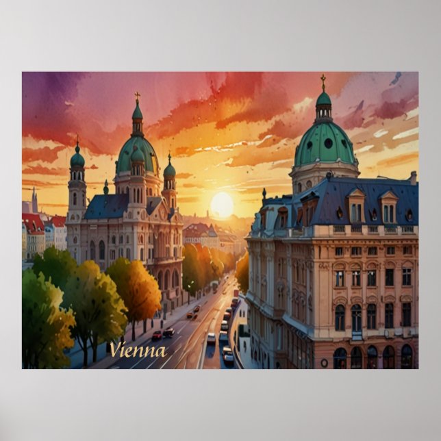 Vibrant Sketch of Vienna Monogram |  Poster (Front)