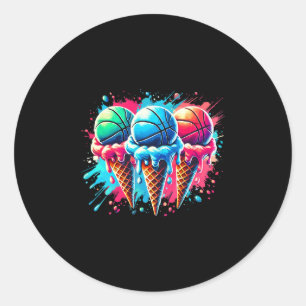 Vibrant Sketll Ice Cream Bold Summer Drip Design  Classic Round Sticker