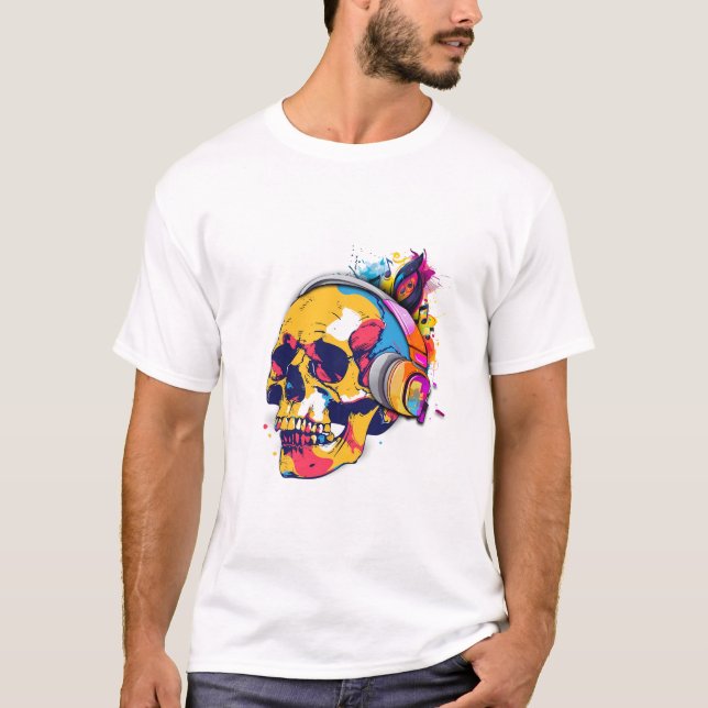 Vibrant Skull Beats  T-Shirt (Front)