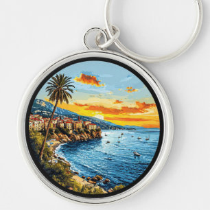 Vibrant Sky and Boats Key Ring