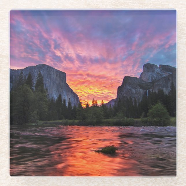 Vibrant Sky | Yosemite Valley Glass Coaster (Front)