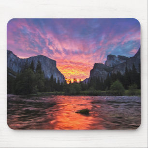 Vibrant Sky Yosemite Valley Mouse Mat