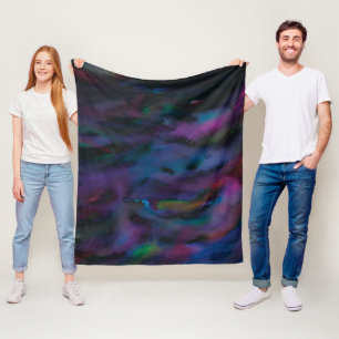 Vibrant smokey purples water colour fleece blanket