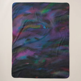 Vibrant smokey purples water colour sherpa blanket