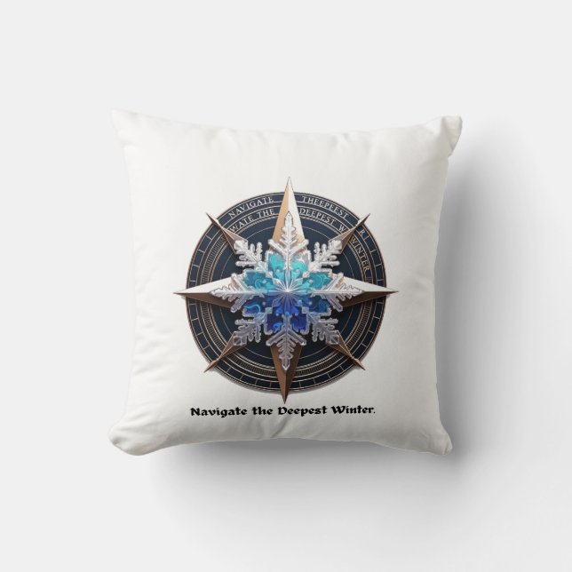 Vibrant Snowflake T-Shirt, Compass Metallic Art Cushion (Front)
