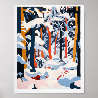 Vibrant Snowy Forest Winter Scene Poster Wall Art
